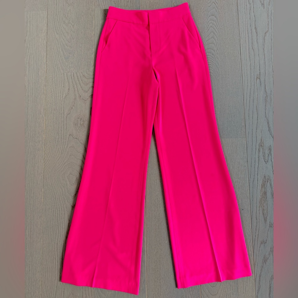 Alice & Olivia Dylan Fuchsia Wide Leg Trousers in Wild Pink - Picture 5 of 11